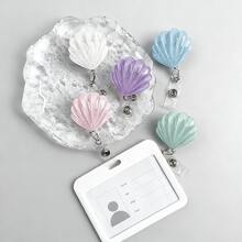 1pc Striped Shell Shaped ID Card Holder, Multifunctional Design Suitable For Credit Cards, Bus Cards, Student IDs, Etc. - one-size - View 1