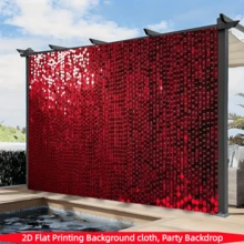1件,2D平面,闪亮红色亮片背景横幅 - 涤纶面料,适用于房间、露台、工作室、家庭和花园庆祝活动、周年纪念、婚礼、情人节摄影背景、户外活动装饰、家居装饰和房间装饰。 - 彩色 - 查看 10