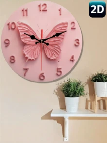 1 Pc 10 Inch/12 Inch Pink Butterfly Wall Clock - Silent Battery Operated Round Clock With Charming Butterfly Design, Perfect For Home, Cafe, Kitchen, Bathroom, Bedroom, Etc. (Batteries Not Included), Butterfly Clock - Multicolor - View 9