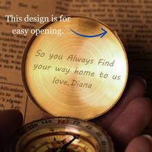 1pc Customized Glow-In-The-Dark Flip Cover Compass, Brass Vintage Retro Compass, Personalized Engraved Text Directional Compass, Suitable For Birthday Gift, Graduation Memento, Outdoor Enthusiast, Wedding Anniversary, Father's Day, Collectible, Couple Anniversary, Wedding, Groomsman; Gift For Boyfriend, Husband, Son, Father, Groomsman, Traveler, Friend; Practical Decorative Item,Graphic Print - Multicolor - View 4