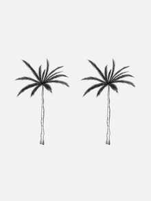 1pc Minimalist Palm Tree Temporary Tattoo Sticker, Unisex Waterproof & Sweat-Proof, Lasts 3-7 Days, Suitable For Valentine's Day - Black - View 5
