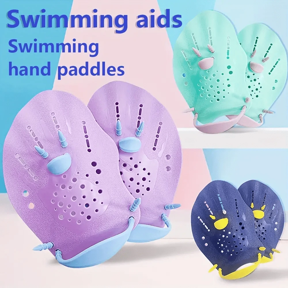 1 Pair Swim Paddles - High Strength PP Material, Unisex Kids, Enhance Propulsion Force, Improve Technique, Quick Drying Anti-Slip, Easy To Wear, Non-Slip, Essential For Swimming Training - Multicolor - View 1