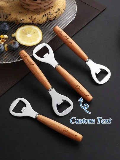 Customized Wooden Bottle Opener, Personalized Minimalist Bottle Opener, Wedding Guest Gift, Groomsmen Gift, Party Supplies, Kitchen Utensil, Birthday Party Decor, Bar Accessory, Multi-Functional, Decorative, Reusable, Elegant & Fashionable, High Quality, Vibrant Colors, Modern Style, Customizable, Personalized, Unique, Essential For Weddings