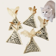 Cute Cat Toys, Cat Toys For Indoor Cats, Canvas Material With Artificial Feathers(Random Style), Chew Cat Toy, Teeth Cleaning Toy For Indoor Kittens