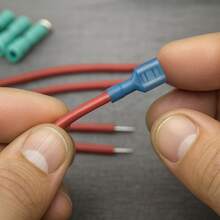 Vmingo 100pzs Terminal Faston Hembra Aislada Automotriz Nylon 16-14 Conector Terminal Eléctrica Calibre 16-14 Cable Eléctrico Instalaciones Eléctricas Coche Cableado Automotriz Mantenimiento Eléctrico - Azul - Ver 5