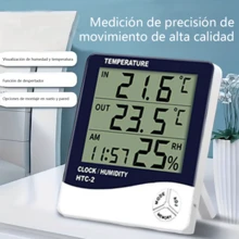 Termómetro Higrometro Digital Interior y Exterior + Medidor Temperatura y Humedad con Sonda + Reloj Despertador Fecha Integrado + Pantalla Grande LCD Fácil Lectura + Montaje en Mesa o Pared + Sensor Externo Cable 1.5m + Para Casa/Cuarto Bebé/Invernadero/Acuario/Refrigerador + Memoria Máximo Mínimo + Termohigrómetro Ambiente Hogar Oficina + Diseño Compacto 9.2cm Blanco Azul + Indicador Comfort Zone + Alimentación 1 Pila AAA + Termómetro Digital para Habitación + Control Humedad y Temperatura + Ideal Dormitorio Cocina Garaje - Azul y blanco - Ver 1