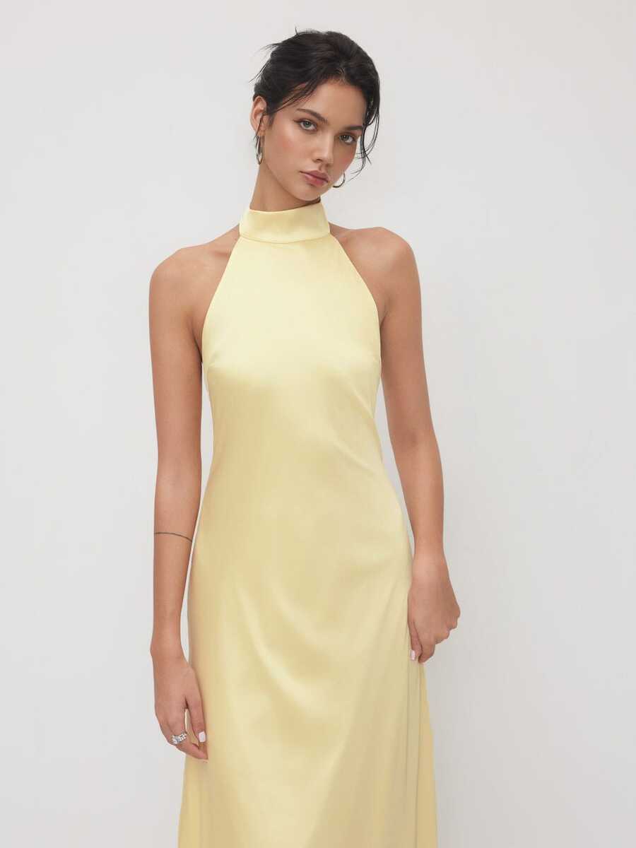 优雅露背夏季度假礼服派对 - 金色 - 查看 1