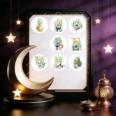 500 autocollants/rouleau Autocollants ronds de 1 pouce de la série Fana, autocollants cadeaux de Ramadan, convenant pour décorer les ordinateurs portables, faire des journaux, valises, bureaux, lampes, skateboards