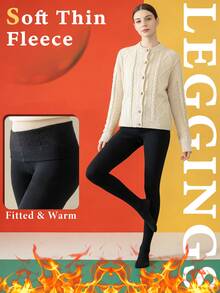 Quần legging nữ cỡ lớn, mỏng, lót lông cừu, cạp cao, phù hợp với cân nặng 80-250 lbs, cỡ extra large dành cho phụ nữ có thân hình đầy đặn. Chất liệu cao cấp, siêu mềm mại, thoải mái và ấm áp. Lý tưởng cho bà bầu, mặc nhà hàng ngày, giữ ấm và chống lạnh. - màu đen - Xem 3