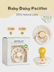 1pc Baby Flower Pacifier, Natural Soft Latex Nipple, Simulates Breastfeeding, Soothes 0-18 Months Infants, Breastfeeding Pacifier - Beige - View 11