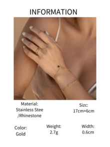 1 件不锈钢可调节诞生石手链（带戒指） - 金色 - 查看 16