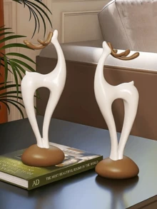 تمثال من الراتنج بشكل غزال، بموضوع إناء هندسي، مناسب لأنواع مختلفة من الغرف، رائع لديكور عيد الميلاد والشكر والعام الجديد والأعياد العامة، لا يحتاج إلى طاقة.