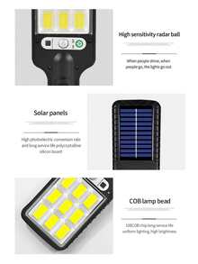 1pc High Power Solar Wall Light, All-Year-Round Bright Outdoor Waterproof Lighting Fixture, Suitable For Yard, Villa, Patio Illumination, Exterior Wall Decor, Providing Powerful Lighting Coverage For Various Scenarios And Stable Illumination Throughout The Year - Black - View 3