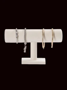1 buah Stand Display Gelang T-Bar Beludru Putih Elegan - Tempat Perhiasan Meja, Alas Plastik Kokoh, Cocok untuk Penyimpanan Kalung, Gelang, dan Jam Tangan, Organizer Meja Multifungsi - MultiWarna - View 3