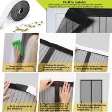 Cortina Magnética, Cortina Mosquitera Magnética para Puertas, Cortina de Puerta Antimosquitos con Sello de Cierre Automático Malla, Cortina de puerta magnética para Sala de Estar (90*210CM/100*210CM) - Negro - Ver 2