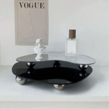 1pc Modern Geometric Acrylic Tray, Asymmetrical Shaped Acrylic Tray, Candle & Fragrance Holder, Jewelry Display Tray, Luxury Home Decor Accessory, Suitable For Roman Style Decoration, Room And Bedroom Decor, Makeup Room Decor - Multicolor - View 9