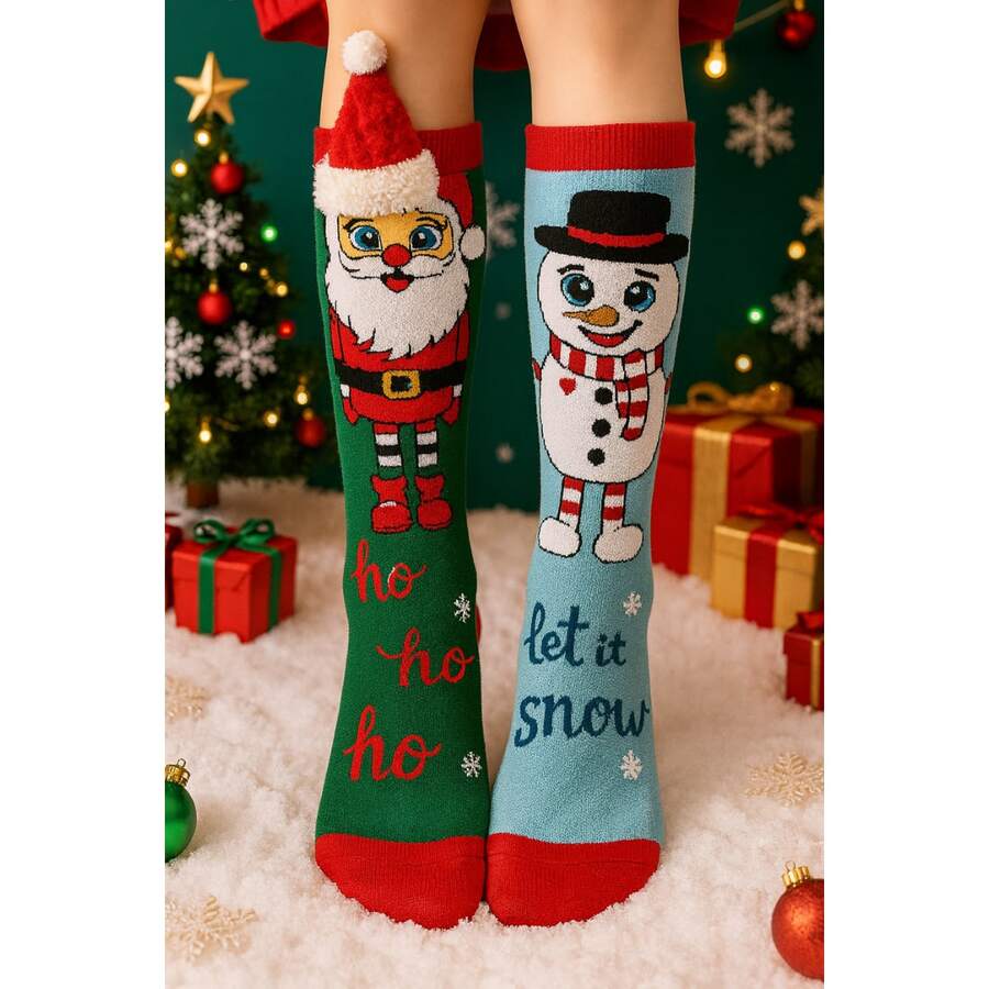 Meias Longas Coloridas Divertida Unissex Feliz Natal 3d  Primavera / Outono - Natal 8 - Visão 1
