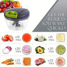 Manual Food Chopper, Spice Grinder And Herb Grinder - Multi-Functional Garlic Press, Vegetable Chopper And Meat Grinder, With Stainless Steel Blades And Durable ABS Plastic Container, Easy To Clean. Ideal For Chopping Various Foods At Home. It Is An Essential Kitchen Tool, No Electricity Required. - Blue - View 7