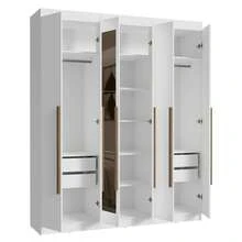 Ropero Closet Madesa Venus 6 Puertas 2 Espejos 180cm BB 04 - Blanco/Blanco/Marrón - Ver 9