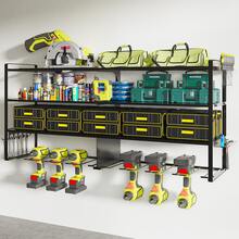 Tool Organizer Wall Mount,3 Layers Heavy Duty Metal Loads 400lbs,Power Tool Shelf Battery Storage ,Utility Racks For Garage Workshop - Black - View 1