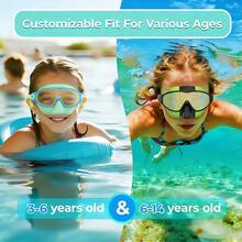 Children's Swimming Goggles With Nose Clip, Anti-Fog Anti-Leak Swimming Goggles, Suitable For Children Aged 4-15