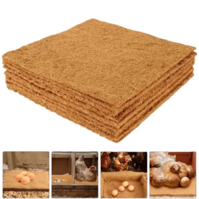 1 Pack Of Coconut Fiber Nest Pad, 9.8-11.8 Inches Square, Soft And Absorbent, Suitable For Laying Hens, Ideal Bedding For Poultry Houses
