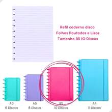 Refil B5 160 Folhas Para Caderno Inteligente Pautadas Com 10 Discos Estilo Kawaii Papelaria Fofa - Branco - Visão 5
