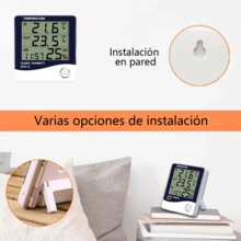 Termómetro Higrometro Digital Interior y Exterior + Medidor Temperatura y Humedad con Sonda + Reloj Despertador Fecha Integrado + Pantalla Grande LCD Fácil Lectura + Montaje en Mesa o Pared + Sensor Externo Cable 1.5m + Para Casa/Cuarto Bebé/Invernadero/Acuario/Refrigerador + Memoria Máximo Mínimo + Termohigrómetro Ambiente Hogar Oficina + Diseño Compacto 9.2cm Blanco Azul + Indicador Comfort Zone + Alimentación 1 Pila AAA + Termómetro Digital para Habitación + Control Humedad y Temperatura + Ideal Dormitorio Cocina Garaje - Azul y blanco - Ver 10