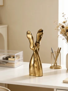 1件金色手脚雕塑优雅树脂家居装饰手雕像，多功能爱情摆件，完美适用于卧室、办公桌、橱柜、婚礼（金色手）