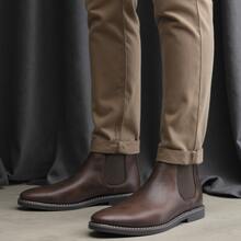 Men's Chelsea Boots, Casual Business Commuter Boots, Retro Ankle Boots - Mocha Brown - View 4