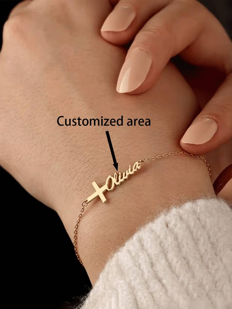 Personalized Custom Cross Bracelets, Custom-Made Cross Name Bracelets, Exquisite Cross Bracelet Gifts, Perfect For Christmas Gifts, Valentine's Day Gifts, The Ideal Bracelet For Friends And Family.