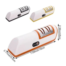 Afilador de cuchillos, afilador eléctrico recargable, herramienta de afilado profesional, herramienta de afilado rápido, accesorios para cuchillos de cocina, apto para cuchillos de cocina de hoja recta y cerámicos. - Amarillo - Ver 3