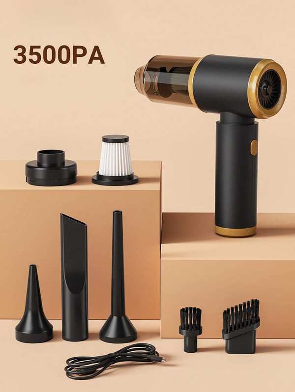 集吹吸功能于一体的无线手持吸尘器，便携式车载吸尘器，高功率强劲吸力，小巧迷你多功能便携吸尘器，适用于汽车、家庭、办公室、宠物毛发清洁，可充电吸尘器