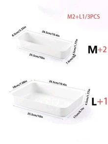 3件套厨房用具收纳盒（带分隔板） - 餐具、小工具收纳盒 - 白色 - 查看 9