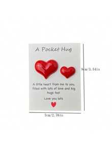 1个装口袋抱枕树脂心形吊坠礼品卡 - 可爱浪漫的纪念品，甜蜜的生日和情人节惊喜，送给女朋友、男朋友、爱人和朋友的完美贴心礼物