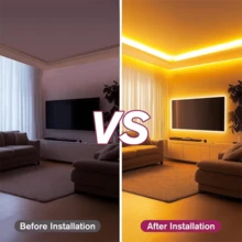 1条COB LED灯条，适用于橱柜照明、USB/电视盒两种供电方式，自粘式柔性可裁剪灯条，252颗LED灯珠/米，暖光，适用于卧室、橱柜照明、书架照明、电视背光、游戏室、化妆镜等。 - 暖光 - 查看 5