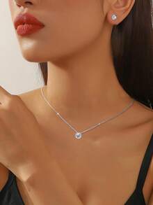 925纯银泡泡项链耳环套装，心形项链耳环套装，女士项链，适合婚礼派对装扮，首饰套装设计百搭，日常佩戴亦可，高品质配饰，送给女朋友的理想礼物