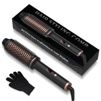 UKLISS Ceramic Tourmaline Ionic Heated Curling Brush - Fast Heat-Up Dual Voltage, Volumizing Hair Comb For Daily Commute & Travel