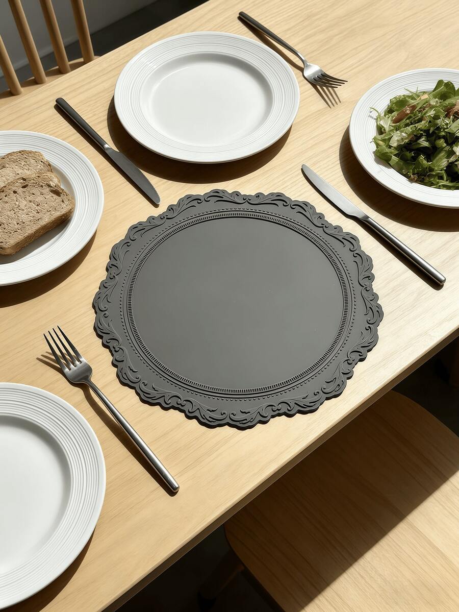 1 件 35 厘米硅胶防滑餐垫，北欧风格餐桌装饰垫，可水洗，易清洁，可擦拭，防滑，优雅餐垫，餐桌摆设，厨房桌面垫，节日婚礼装饰 - 彩色 - 查看 1