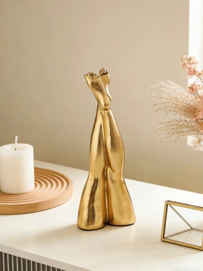 1件金色手脚雕塑优雅树脂家居装饰手雕像，多功能爱情摆件，完美适用于卧室、办公桌、橱柜、婚礼（金色手）