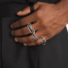 VKHK 1pc 18K Gold Plated Stainless Steel Multi-Layer Circle Link Ring, Suitable For Men And Women, Daily Wear And Party, Gift - Creative Rings - View 2