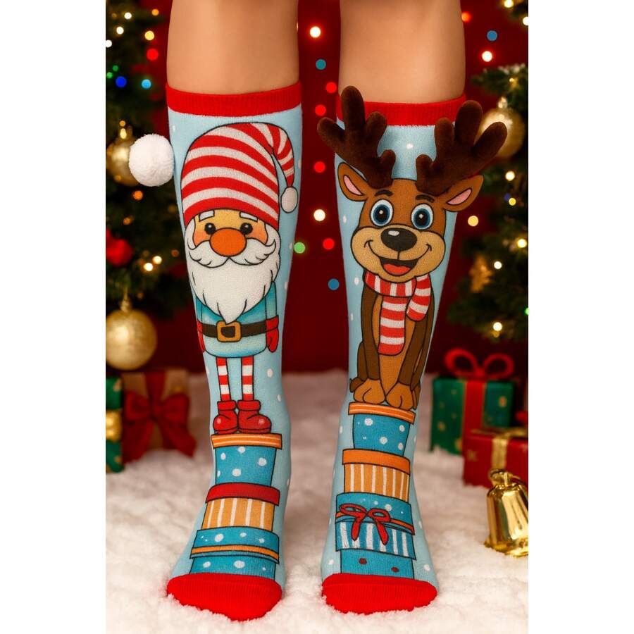 Colorful Long Socks Fun Unisex Merry Christmas 3D Spring/Autumn - Christmas 1 - View 1