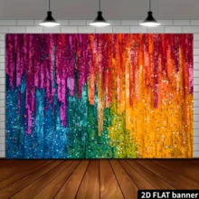 1 lá cờ nền cầu vồng rực rỡ và lấp lánh, kích thước lớn, làm từ sợi polyester có thể tái sử dụng, thích hợp cho sinh nhật, kỷ niệm, đám cưới và nhiều dịp khác, đa chức năng trong nhà. - Nhiều màu - Xem 3