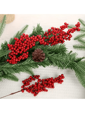 20/10/5pcs Set Artificial Red Berry Stems, 8.66ft/22cm, Suitable For Christmas Tree Decor, DIY Crafts, Wedding & Home Decor, Holiday Party Supplies, Christmas Decoration, Room Decor