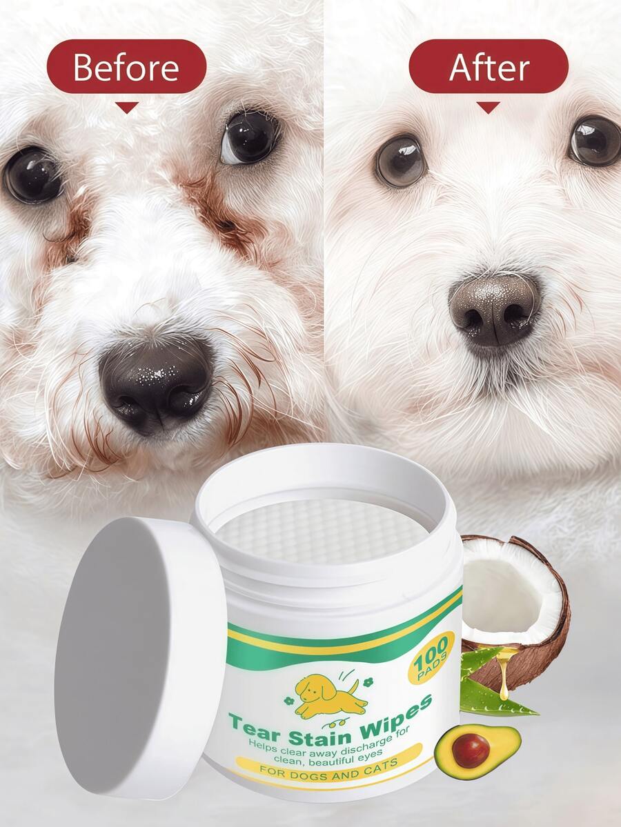 Portable Pet Cleaning Wet Wipes, Pet Tear Stain Cleaning Cleaning Pads For Removing Eye Stains, Suitable For Both Cats And Dogs