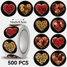 JOERBABU the little kangaroo Bobbie 500张/卷 心形玫瑰图案贴纸，是小礼物的理想之选。情人节快乐！8-10种不同图案，可DIY。可用于装饰小礼物、包装袋、杯子、文具以及其他您喜欢的物品。