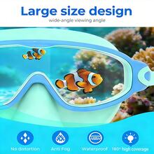 Children's Swimming Goggles With Nose Clip, Anti-Fog Anti-Leak Swimming Goggles, Suitable For Children Aged 4-15