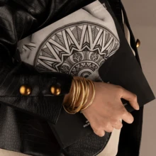 BLKSMTH Luxury Gold Multi-Layer Wrapped Soft Leather Cuff Bracelet For Women - Gold - View 8