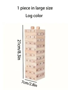 1pc Creative Pine Wood Digit Building Blocks 54pcs, Wooden Color Stress Relief Wooden Toy, Wooden Tower Stacking Game, Flip And Roll Game, Birthday Gift [Random Delivery]
