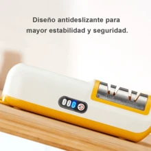 Afilador de cuchillos, afilador eléctrico recargable, herramienta de afilado profesional, herramienta de afilado rápido, accesorios para cuchillos de cocina, apto para cuchillos de cocina de hoja recta y cerámicos. - Amarillo - Ver 4
